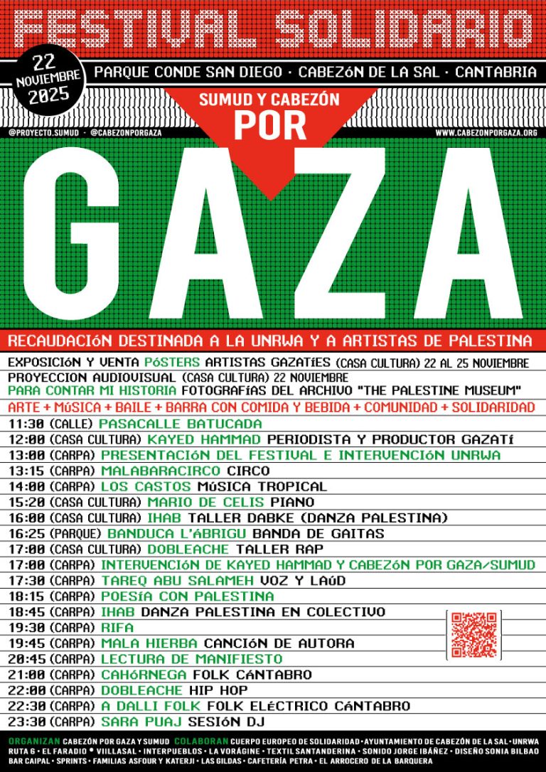 Cartel Festival Solidario Sumud y Cabezón por Gaza IMPRIMIR A3