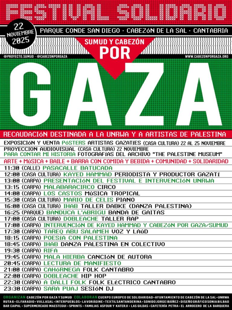 Cartel Festival Solidario Sumud y Cabezón por Gaza Redes Sociales