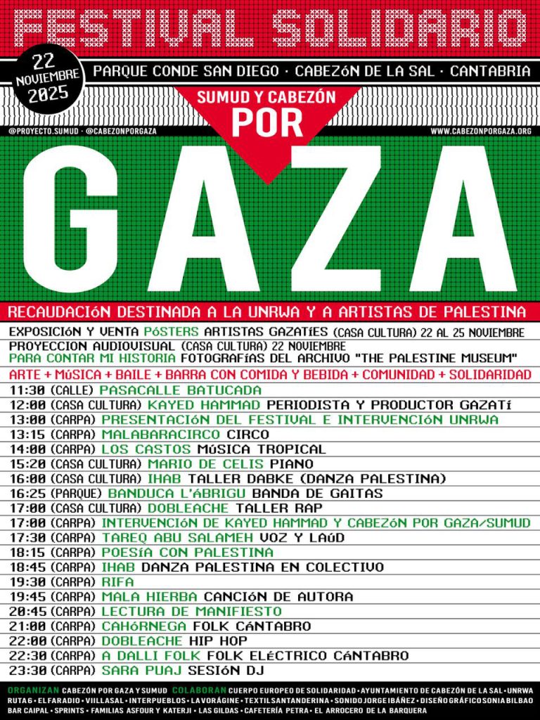 Cartel Festival Solidario Sumud y Cabezón por Gaza Redes Sociales